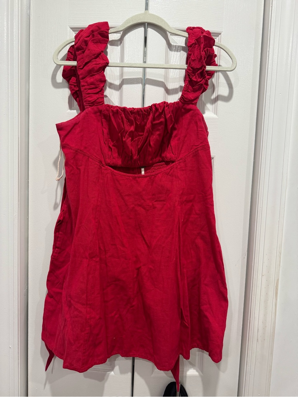 Free People Red Ruffle-Strap Mini Dress